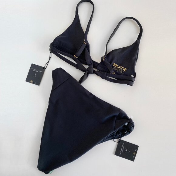 NWT Skatie Swimwear x The Salty Blonde Black 2 pcs Bikini Set Sz S Top/M Bottom - Picture 4 of 7